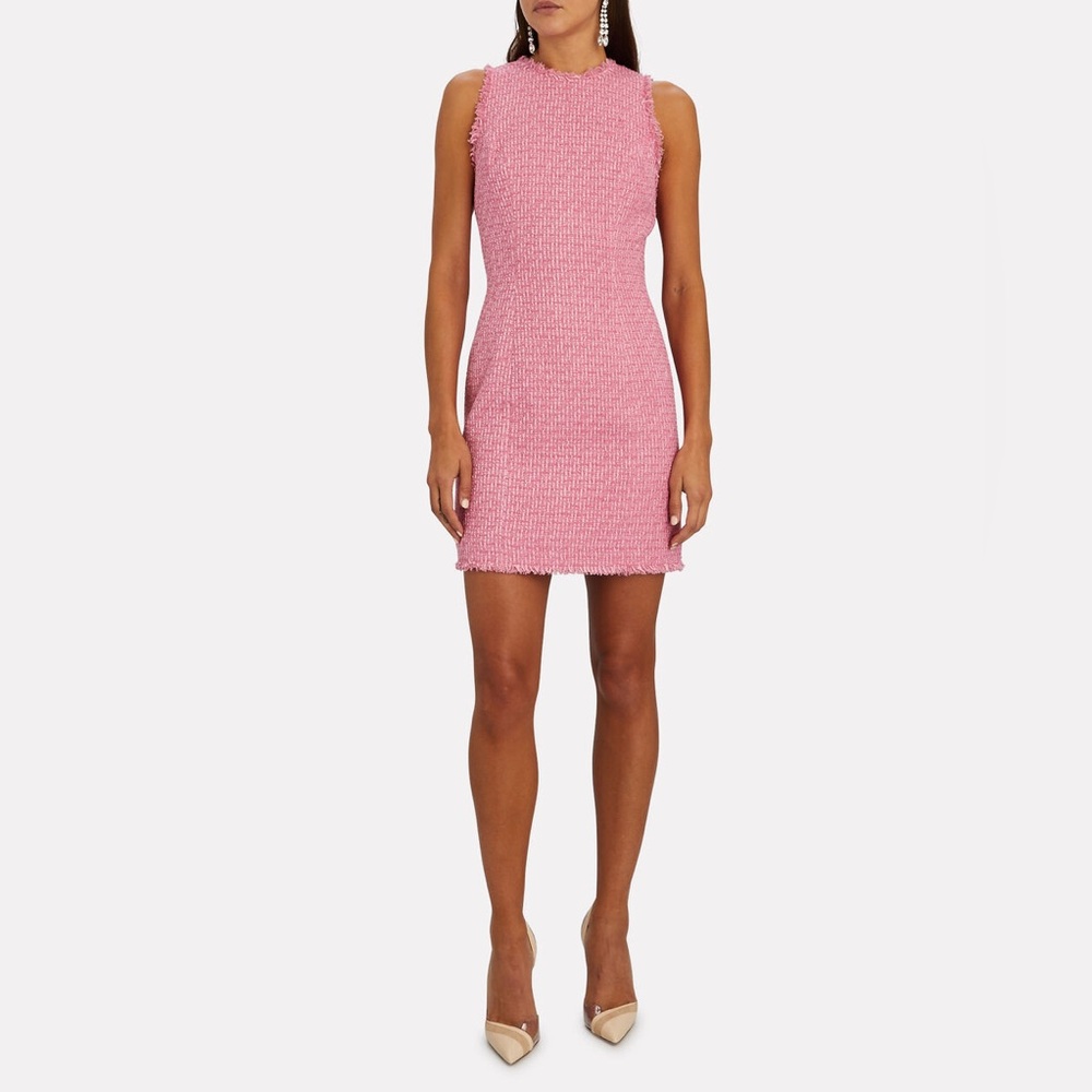 NWT Balmain Pink Sleeveless Tweed Dress